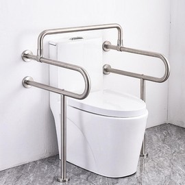 Handicap Grab Bars Rails, 27.5 inch Toilet Handrails, Safety Bar Hand Support Rail for Seniors, Elderly, Disabled, Wall to Floor Mounted