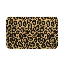 Jbofyee - Alfombra de baño con textura de leopardo café, antideslizante, suave, de microfibra, lavable, alfombra de entrada, decoración para tina, ducha, piso de 31.5 x 20 pulgadas