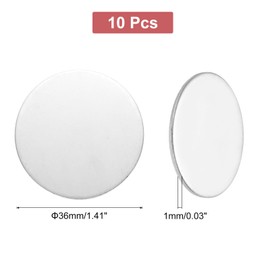 sourcing map 10Pcs Stainless Steel Disc Blank Stamping Tag Engraved Stainless Steel Round Charm Pendant 1.1mm(T) 36mm/1.41" for Pendant Bracelet Necklace Jewelry Making Earring