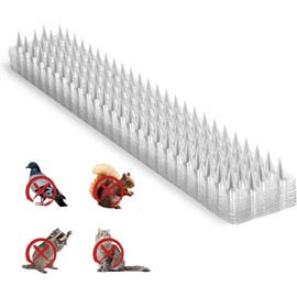 Touri 24 Pack Clear Transparent PVC Bird Spike Strips for Outside Fences and Roofs to Keep Birds, Pigeons, Cats, Squirrels, Raccoons Away and Keep Birds from Building Nest