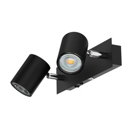 ledscom.de WAIKA Wall Spotlight with Switch, Matt Black, Includes GU10 LED (Warm White, Each 7.6 W, 1103 lm, 33°)