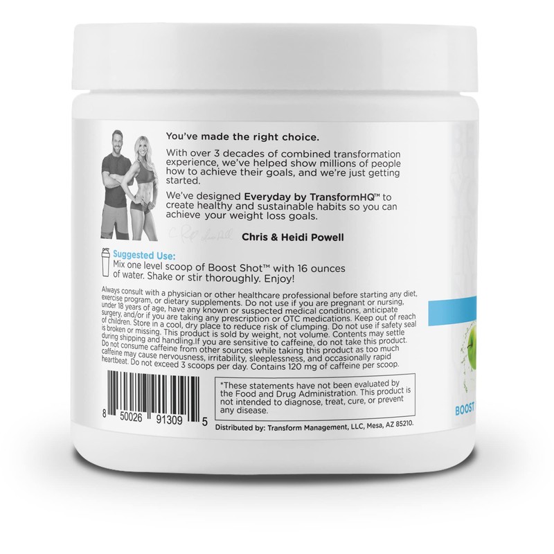 TransformHQ Everyday Boost Shot 28 Servings (Crisp Apple) - Non-GMO,