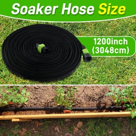 Flat Garden Soaker Hose - 100FT Save 80% Water Drip Hose -Thickened Heavy Duty Double Layer Drip Flexible Leakproof, Drip Watering Hose for Garden Beds and Lawns