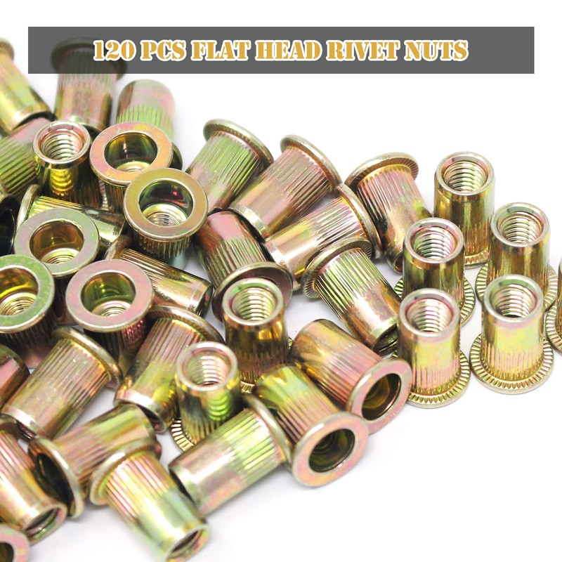 Wkmamo 120 Pcs M8 Rivet Nuts,Zinc Plated Carbon Steel Rivet