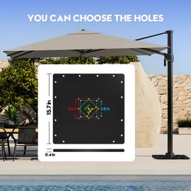 Galeith Cantilever Umbrella Base Offset Patio, Heavy-Duty Outdoor Umbrella Bases, Steel Plate Umbrella Base, Universal Space Saving Square, 15.75"(L) X 15.75"(W) X 0.39''(THK)
