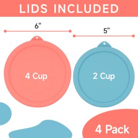 LUVCOSY 2 Cup 4 Cup Silicone Replacement Lids Storage Cover for Anchor Hocking Glass Bowls (Container not Included) 4 Pack Microwave, Dishwasher and Freezer Safe