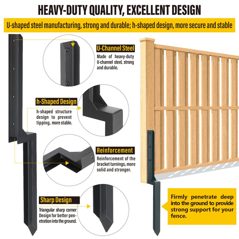 Epcee Heavy Duty Steel Fence Post Repair Stakes, Fence Post
