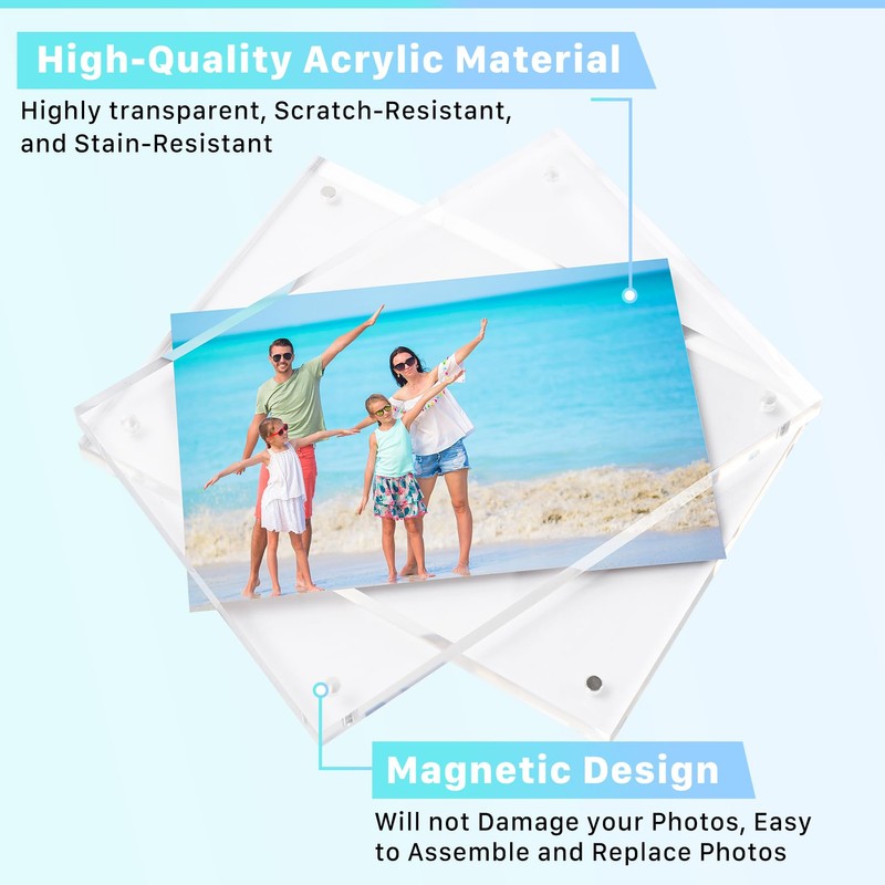 Cabaubl 5x7 Acrylic Picture Frames, 6 Pack Clear Acrylic Photo