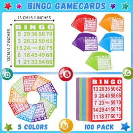 Crtiin 148 Pack Bingo Game Cards and Dot Daubers Set Includes 100 Bingo Cards and 48 Dot Markers Supplies Calling Card Set for Large Groups, Parties, Family Gathering Activity, Game Night