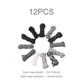 Hileyu Parachute Cord, 12 Colours 3 m, Paracord 550 Multifunction Type III, Paracord Ropes, Survival, Paracord Bracelet, Random Combination, Craft Kit, 7 Strands, Tent Rope, (Mutil-Color 2)