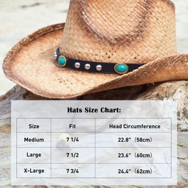 Comhats Cowboy Hats for Men Western Style Round Up Straw Beach Hat Fedora Shapeable Brim Khaki Brown X-Large XL