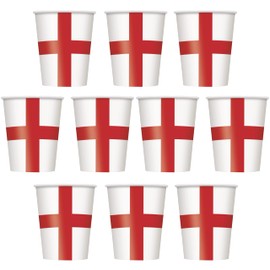 Lizzy 10pc England Flag Printed Paper Cup 270ml | St. George Day Party Supplies Tableware Disposable Paper Cup for Sports Events Decoration