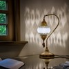 DEMMEX Turkish Moroccan Table Lamp, Swan Neck Tiffany Style Mosaic