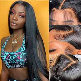 DaiMer 4X6 Straight Lace Closure Wigs for Black Women 4x6 Straight HD Lace Front Wigs Wear & Go Lace Glueless Wig Pre Plucked with Baby Hair Human Hair Wigs 150% Density 14 Inch