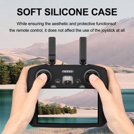 ZWLLKJGS Controller Protective Silicone Case Cover+HD Screen Protector Films For Dji Mini 4 Pro/Dji Air 3/Dji Neo Drone RC 2 Remote Control Accessories(Black)