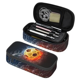 Abaysto Football Pencil Case for Boys and Kids Cute Pen Box Pouch Large Pencil Bag with Double Zipper, Portable Pencil Pouch for School Office Supplies