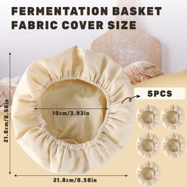 SNOMEL 5 Packs Bread Basket Cloth, 9.8 Inch Round Bowl Covers for Bread Proofing, Bread Cover for Rising for Bakeries Home Baking