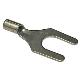 100 Pcs Non-Insulated 16-14 AWG Gauge Spade Connector - 1/4" Stud Wire Terminal - Pure Copper & V-Grooves Serrations for Strong Crimps & Corrosion Resistance - Made in USA with All-American Materials