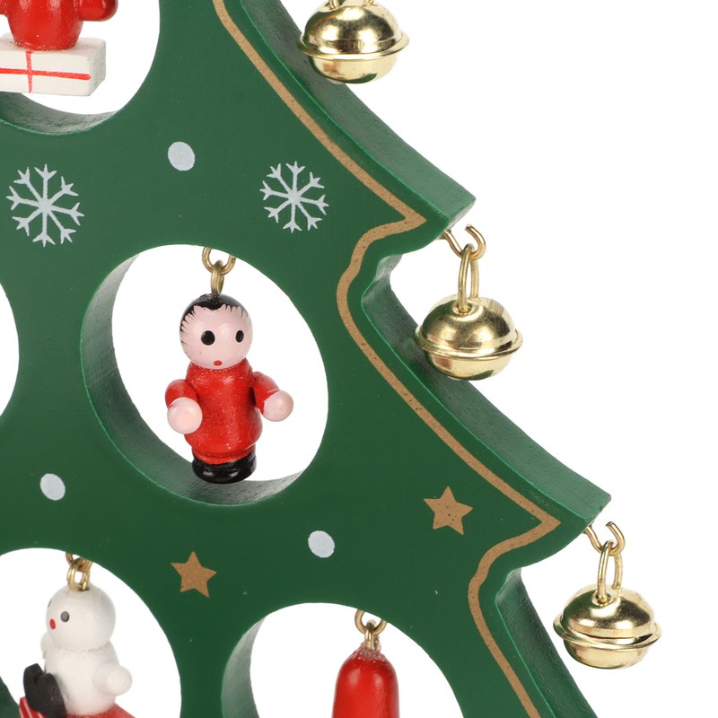 Wooden Christmas Tree Desktop Ornament Shatterproof Safe Eco Friendly Wooden