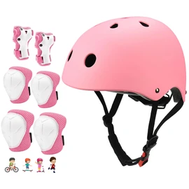 UIEYAKFR Juego Casco Bicicleta para Niños, Protecciones para Patinar Nino,Apto 3 a 8 Años,Incluye Rodilleras y Coderas Niño,Palmilleras,Casco Niño,para Practican Esquí,Ciclismo,Patinaje sobre Ruedas