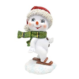 Snow Children with Hat and Scarf in Red/Grey with Skis, Set of 2, L/W/H 5.5 x 6.8 x 11 cm, Ice Skates