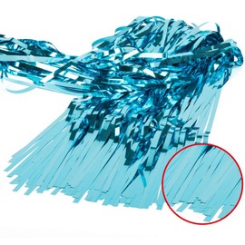 Mr. Gadget Solution® Ocean Blue Foil Tinsel Curtains, 1x2 Metallic Fringe Curtains Shimmer Photo Booth Backdrop Curtain for Birthday Wedding Party Christmas Decorations