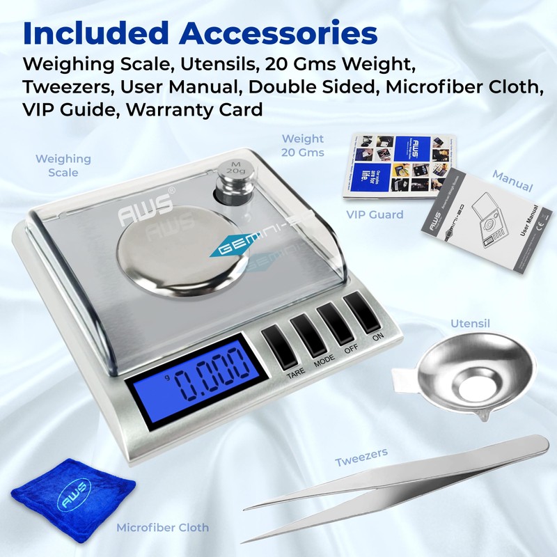 Gemini-20 Milligram Scale – Digital Jewelry/Lab Scale for Powder, Gold,