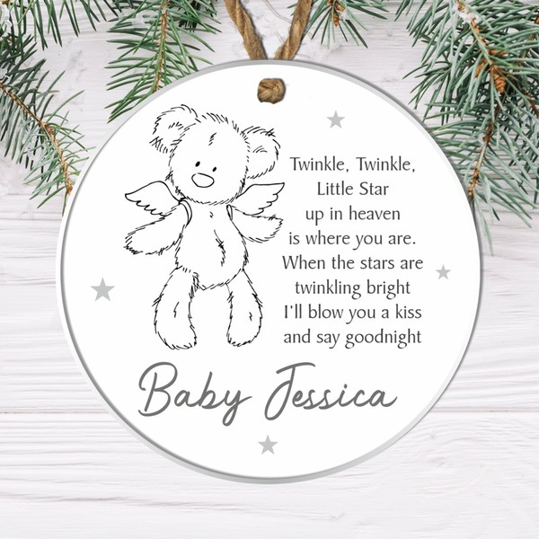 "Personalised 'Twinkle, Twinkle Little Star' Baby Memorial Bauble Plaque -