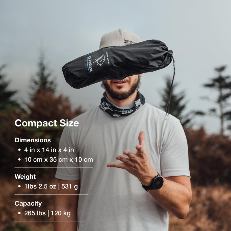 Helinox Chair Zero Ultralight Compact Camping Chair Black, 1.1lbs Outdoor