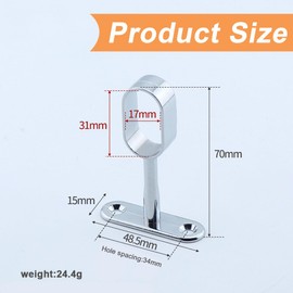 2 Pack Oval Coat Rails, Chrome Plated Steel, Pipe Bearing for Side Wall Cabinets, Wardrobe Rail Bearings, Centre Bar Brackets, Wardrobe Rail Brackets for Oval Clothes Rails