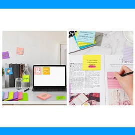 Treayes Pads Lined Sticky Notes 3x3 Inches, Bright Colors with Pad Lined, Self - Stick, Solid Color Premium for Home, Office, School, Notebook, 50 Sheets/pad