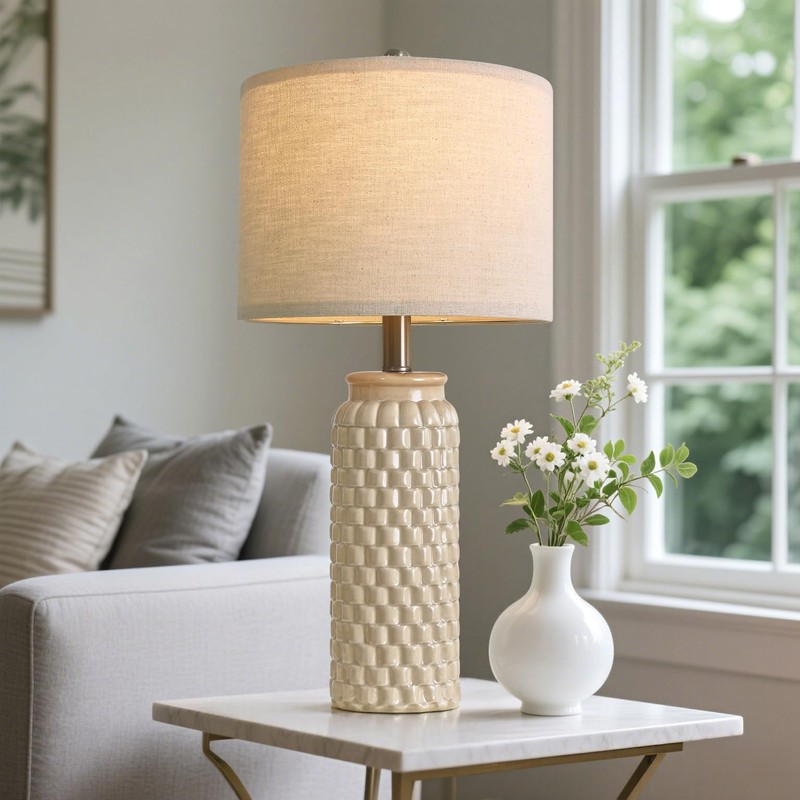 USumkky 24" Modern Ceramic Bedside Lamp Set of 2 for