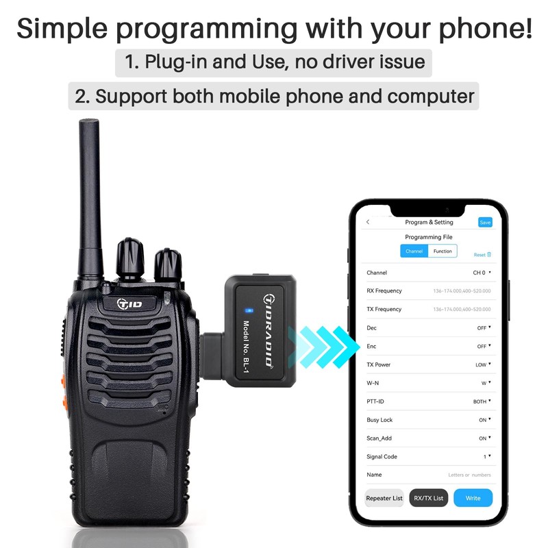TIDRADIO TD-V2 Walkie Talkies for Adults Long Range, Frequency Copy,