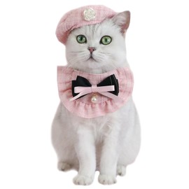 WEILFYONK Dog Birthday Hat Bow Tie Dog Cat 2 Pack Drool Towel Birthday Gift Party Decoration Bandana Bow Tie Flexible Decorative Pet Hat Birthday Hat Adjustable (Pink)