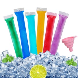 Werownsgso 150 Ice Bags, Ice Lolly Bags, Ice Mould Bags with Funnel, DIY Ice Moulds, Ice Bag for Yogurt, Ice Cream, Juice, Gift Ideas for Dad
