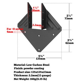 8 Pcs Black Hurricane Tie for 2x4 Rafter,13 Gauge Steel Heavy Duty Roofing Hurricane Brackets Fit 2x4,2x6 Wood Post, for Roofing, Decks, Pergolas - Wind-Resistant Wood Timber Hardware