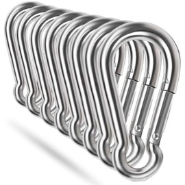 Spring Snap Hooks, 304 Stainless Steel Metal Clip Heavy Duty Rope Connector Small Snap Clamp Key Chain Link Buckle for Hammock Swing Set Outdoor Travel Camping Fishing Hiking (8 PCS, M4)