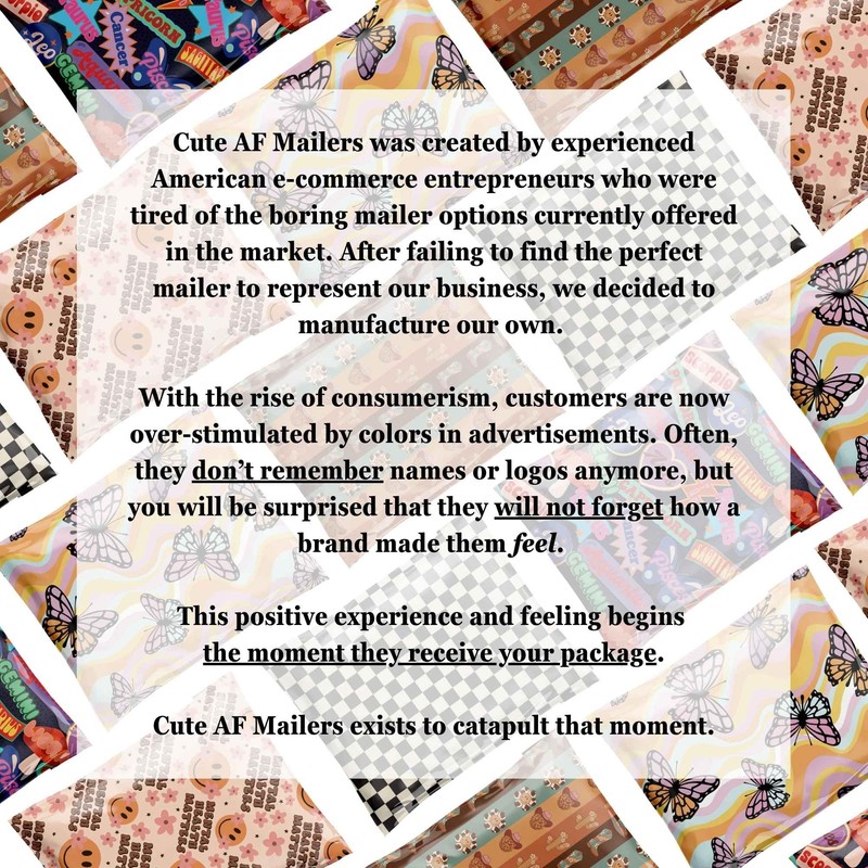 Cute-AF-Mailers Poly Mailers 10x13 inch 100 Pack Plastic Shipping Bags