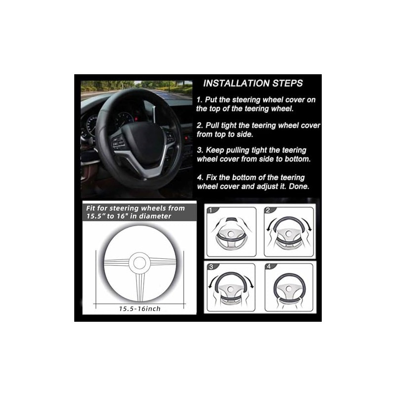 Valleycomfy Microfiber Leather Steering Wheel Cover Large-Size for F150 F250