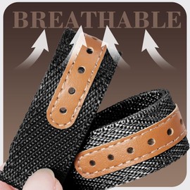 LYSANDRA Vintage Nylon Watch band with Leather Inlay, Compatible with Spade & Co Health Smartwatch 4, Lightweight, Breathable & Stylish Replacement Strap (Black)