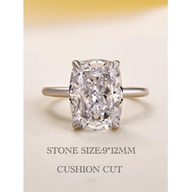 PAFIDDY 4.5CT 5A Grade Cushion Cut Zirconia Engagement Ring for Women, 18K White Gold Plated Sterling Silver Promise Ring, 10, Metal, Cubic Zirconia