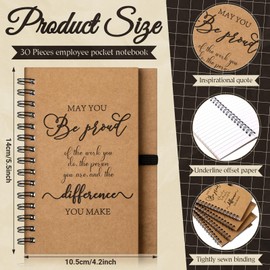 Tenceur 30 Pack Thank You Notebooks Graduate Teacher Appreciation Gifts Employee Appreciation Gifts Coworker Motivational Inspirational Kraft Spiral Notepads with Bamboo Pens Office Teacher Thank