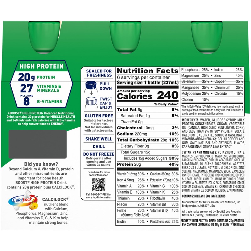 BOOST High Protein Nutritional Drink (Vanilla, 6 count (Pack of