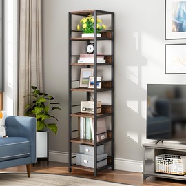 NicBex 6 Tier Tall Corner Shelf Stand Bookcase Storage Rack with Shelf,Open Book Shelf Storage Organizer, Display Standing Shelf Unit for Bedroom, Living Room, Office,Black