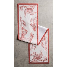 Maison d' Hermine Holy Jouy - Red 100% Cotton Table Runner Farmhouse Tabletop Cover for Home Kitchen Dining Décor Parties Family Dinners Wedding Thanksgiving/Christmas (37cm x 230cm)