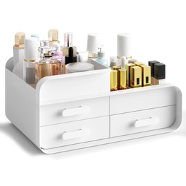 Macallen Make Up Organiser Cosmetic Organiser Makeup Storage Cosmetic Organiser Drawer with 9 Compartments, White