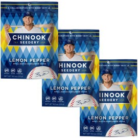 Chinook Seedery Roasted Jumbo Sunflower Seeds - Keto Snack - Best For Snack Packs - Gluten Free, Non-GMO Sunflower Seeds Snacks - Flavored 4 oz (Pack of 3) - Lemon Pepper Flavor