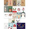 Bear and Bee 100 Christmas Postcards, 100 Different Designs -
