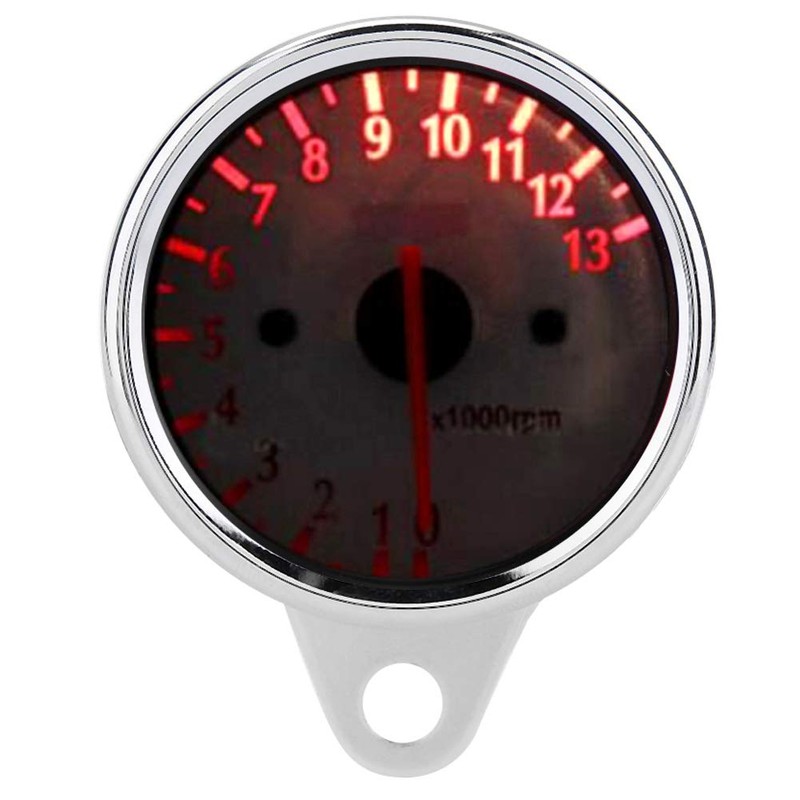 Motorcycle 13000 RPM Tachometer Gauge, 12V Automotive Replacement Tachometers LED