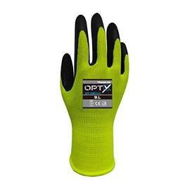 Wonder Grip OP-280HY Opty Work Gloves with Latex Coating, Latex Assembly Glove, Work Safety Gloves, Non-Slip, Size M / 8 Yellow